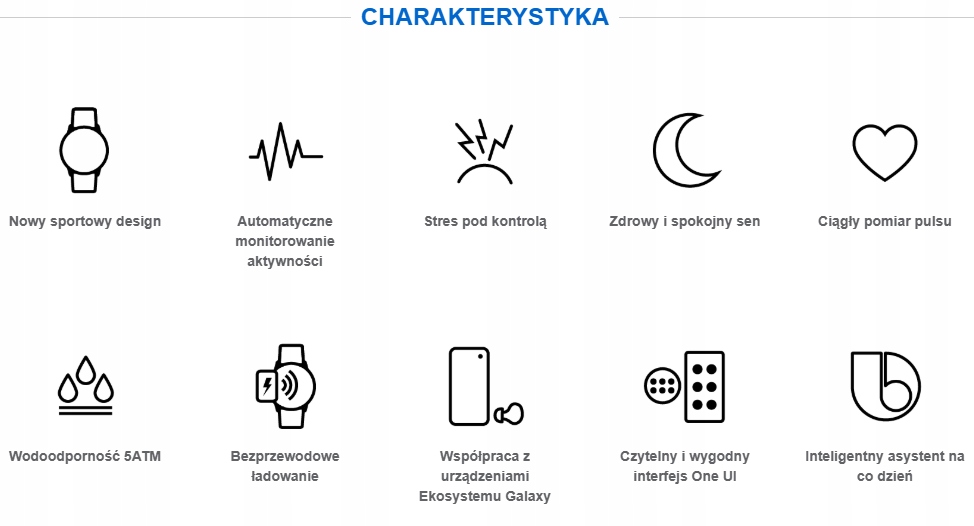 Smartwatch Samsung Galaxy Watch Active (R500) czarny NOWY MIL-STD-810G GPS - obrazek 16